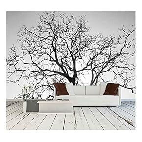 Dead Tree Branch, Black and White - Removable Wall Mural | Self-Adhesive Large Wallpaper - 100x144 inches