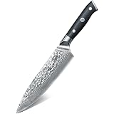 FANTECK Coltello Da Chef Damasco 20 Cm - Acciaio Giapponese VG-10 67 Strati - Manico In Legno Di Rosa Con Confezione Regalo - 4