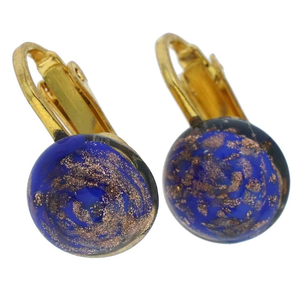 Glass Of Venice Murano Glass Sparkles Cabochon Clip Earrings - Navy Blue