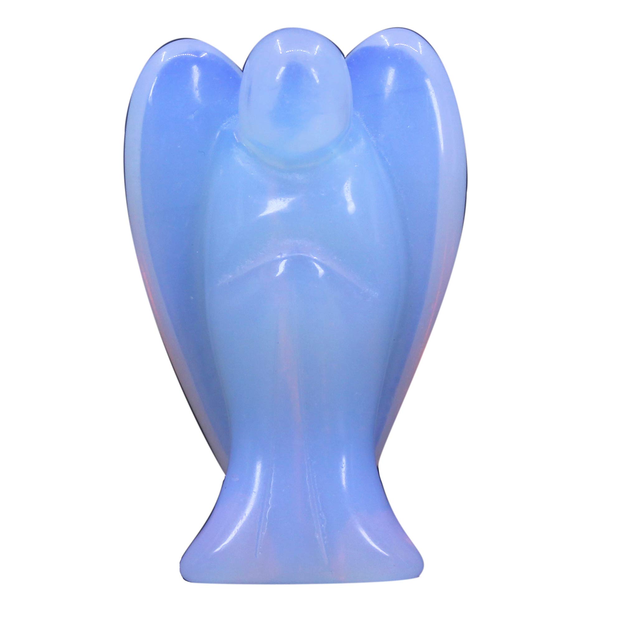CHENYUE Synthetic Opalite Glass Gemstone Peace Angel Pocket Guardian Healing Statue 2 Inch