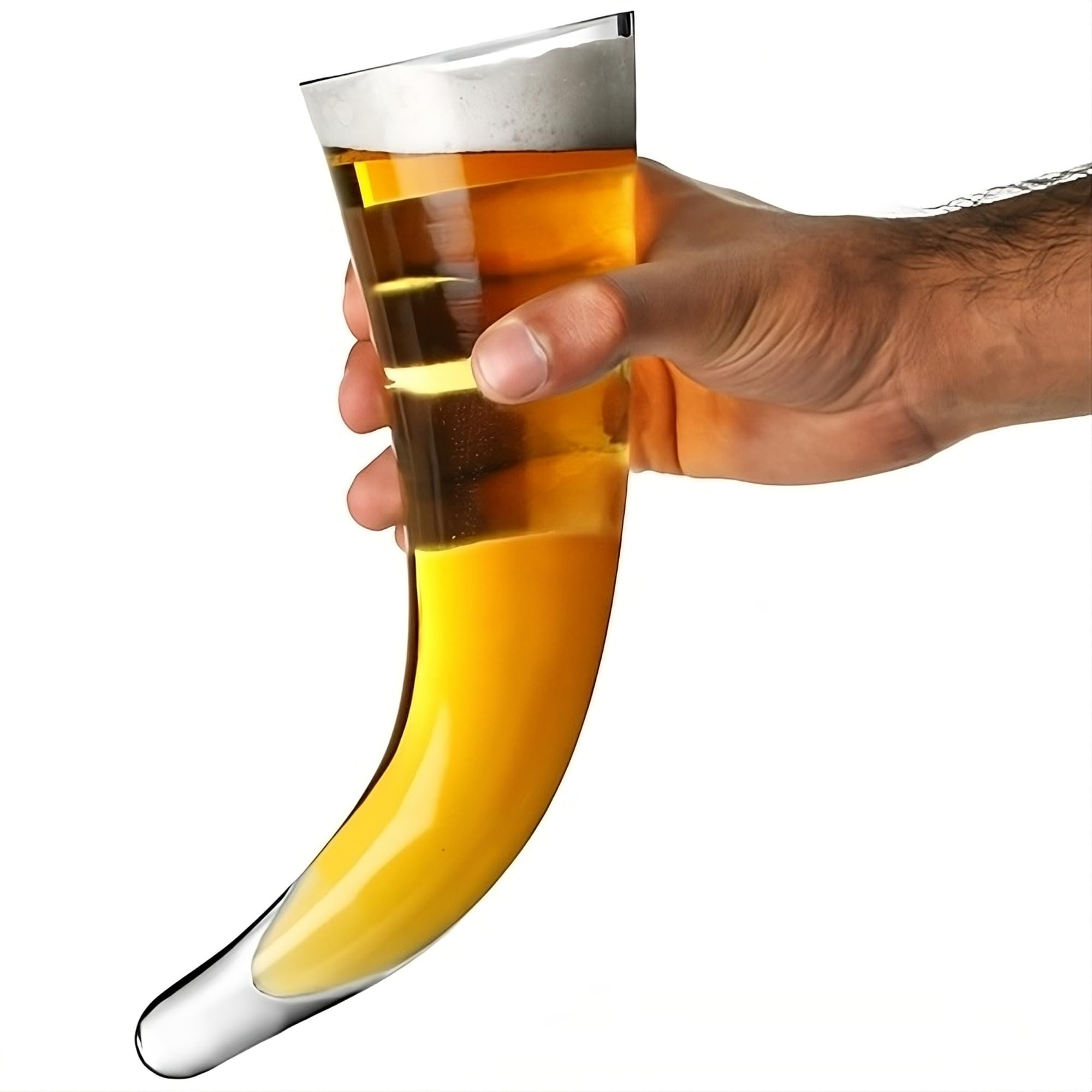 Bar Drinkstuff Viking Beer Horn Glass with Stand 17oz / 480ml - Viking Horn Glass, Novelty Beer Glass, Drinking Horn