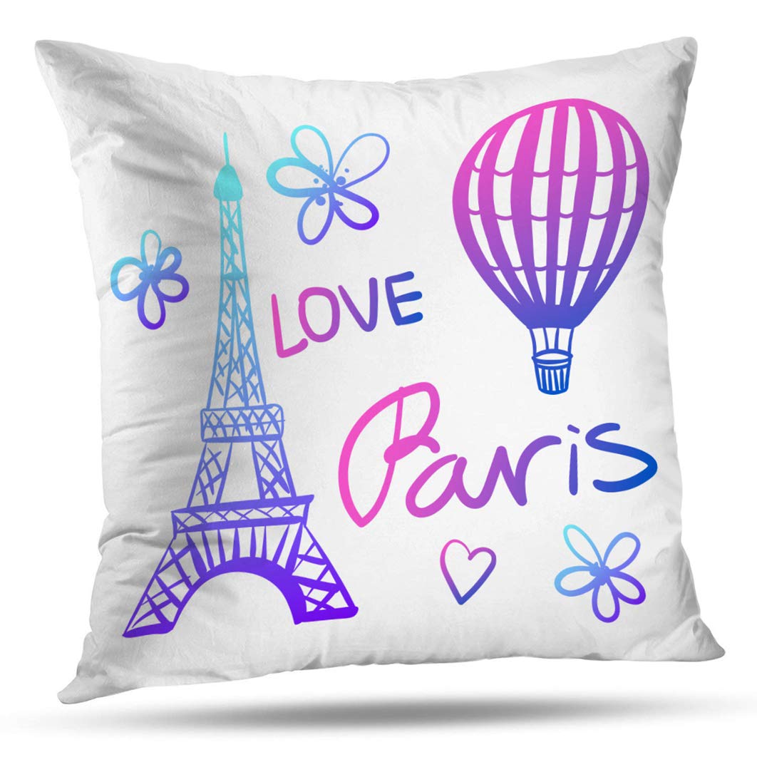 Amazon Com Alricc Purple Air Balloon And Paris Eiffel Tower White