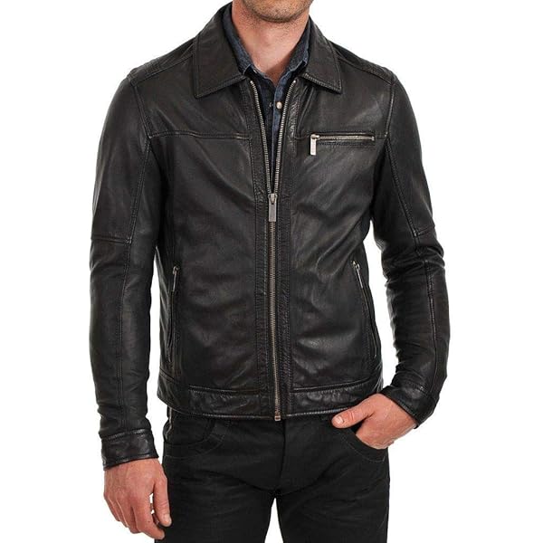 Men's Genuine Cow Leather Jacket Slim fit Biker Motorcycle Jacket