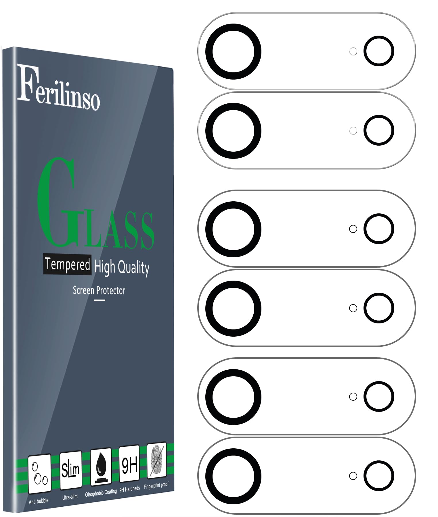 Ferilinso 6 Pack Camera Lens Protector for iPhone Air Accessories, Phone Case Friendly, 9H+ 17 Air Tempered Glass Cover, Ultra HD, Anti-Scratch, Not Easy to Break, Strong Adsorption