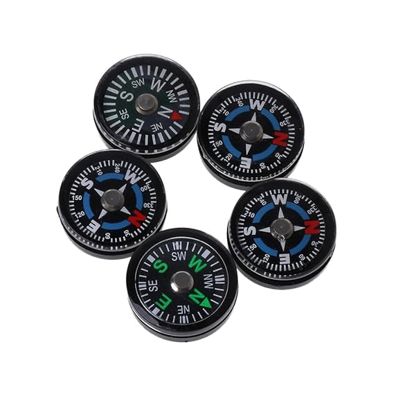 Tragbarer Mini-Kompass, 18 mm, für Camping/Reisen/Wandern, 5 Stück