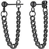 FindChic Stainless Steel Bar Drop Earrings 18K Gold Plated Thin Flat Geometric Round/Stick/Rectangle Pierced Linear Hypoallergenic Dangle Earrings for Women