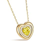 Kstyle Valentine's Day Gifts for Women - 14K Gold Filled 925 Sterling Silver Heart Birthstone Pendant Necklaces, Anniversary Birthday Jewelry Gifts for Wife Daughter Mom Grandma, Non Tarnish 16"+2"