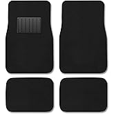 CarsCover Premium Vehicle Mats 4-Piece with Vinyl Heel Pad, Black Carpet Driver Passenger and Rear Floor Mats