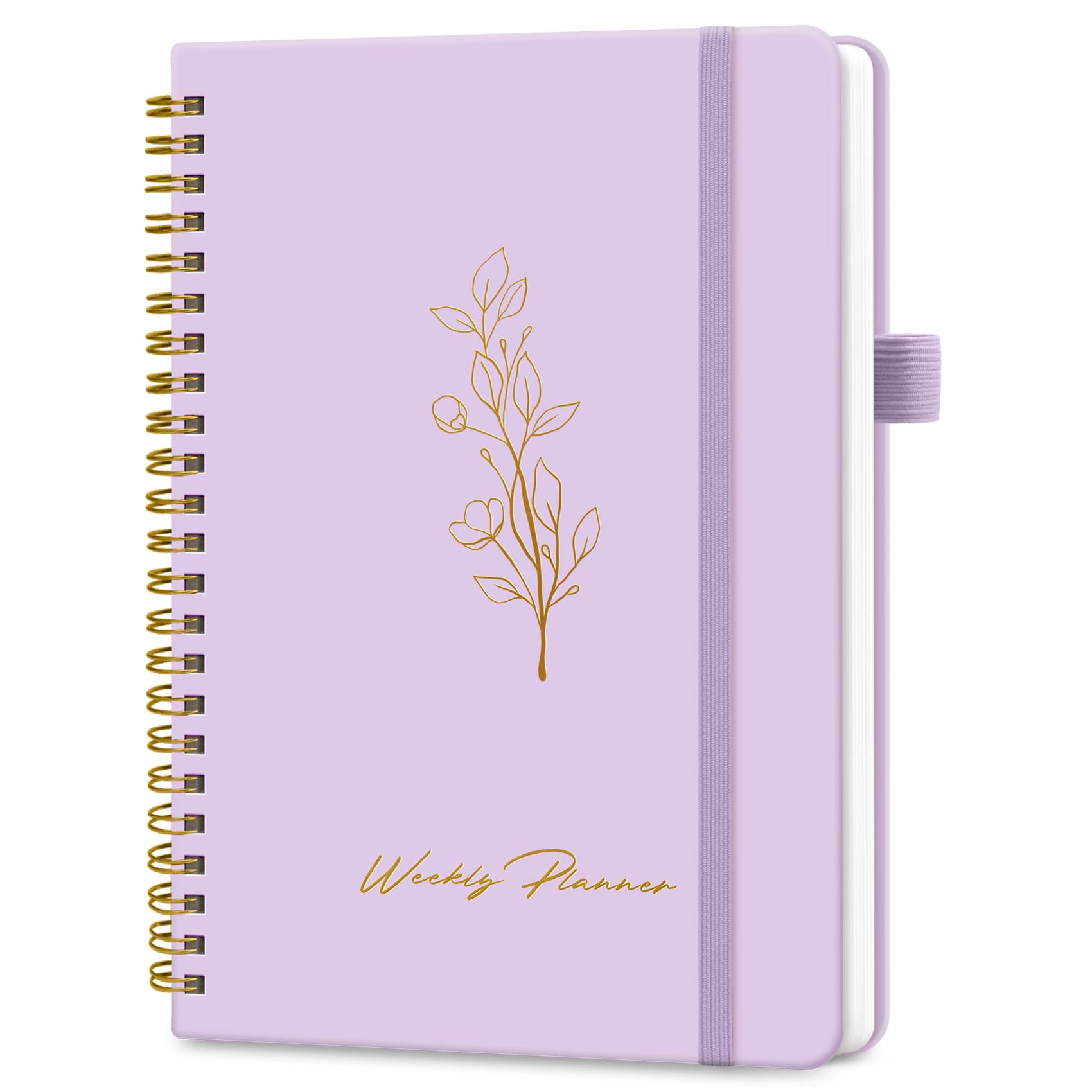 Photo 1 of Undated Weekly Planner, Weekly To Do List Notebook with Goal & Habit Tracker Organizer, A5 Weekly Planner Notebook with Spiral Binding, 6.1" x 8.2" - Purple