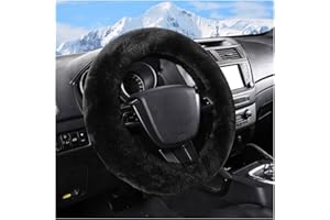 JUSTTOP Fluffy Car Steering Wheel Cover, 15 Inch Soft Fur Steering Wheel Protector for Winter Warm, Fuzzy Anti-Slip Steering 