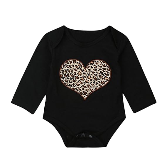 Black jumpsuit leopard print heart kids
