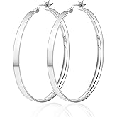 Senteria Lightweight Gold Hoop Earrings for Women 4mm Wide Large Hoop Earrings 14K Real Gold Plated Hypoallergenic Hoops Earring Big Thin Earring Hoops for Women 30/40/50/60/70mm