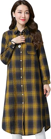 Amazon Mini Sunshine チェック ワンピース レディース 秋冬 シャツワンピース ロング シャツ チェック柄 ひざ丈 体型カバー 長袖 秋冬服 薄手 カジュアル カーディガン ワンピース チュニック 通販 Amazon Mini Sunshine チェック ワンピース レディース 秋冬 シャツワンピース ロング シャツ チェック柄 ひざ丈 体型カバー 長袖 秋冬服 薄手 カジュアル カーディガン ワンピース チュニック 通販