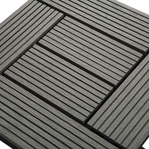 EUGAD 22er Set WPC Terrassenfliesen Terrassendielen Holzoptik Grau, rutschfest und Wetterfest Fliese Bodenfliese mit… – Bild 4