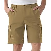 SIX ISLANDS Men's Cargo Shorts 9" Inseam Elastic Waistband Casual Relaxed Fit Work Shorts with 6 Pockets