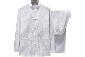 DIWIMIKI Chinese Tang Suit for Men Kung Fu Uniform Shirt and Pants Traditional Clothes Hanfu Tai Chi Clothes