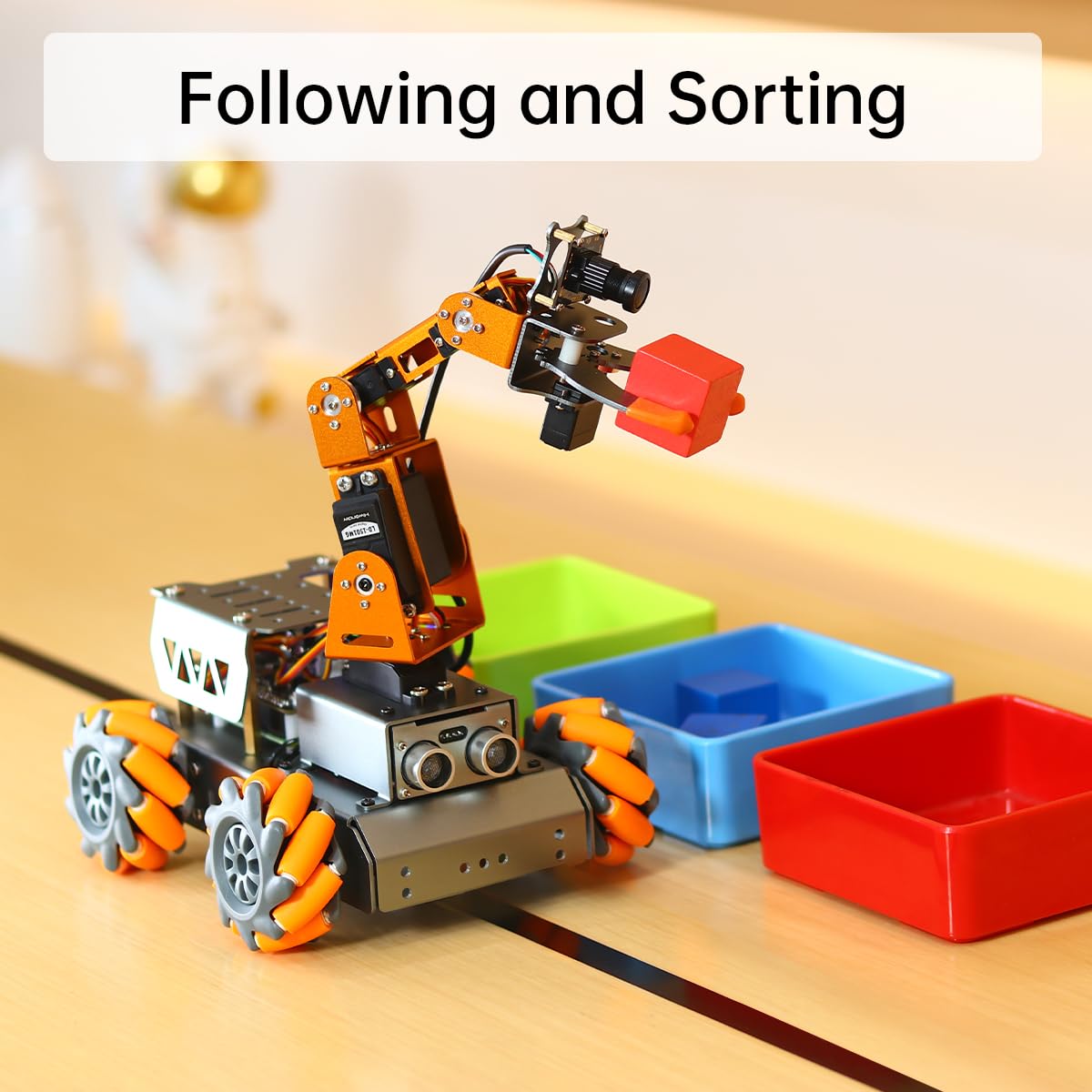 MatserPi Robotic Arm for Raspberry Pi Open Source Programming AI Vision Robot Car Kit, 5 DOF/Axis Smart Robotic Arm DIY Gift for Teens Adults, without Raspberry Pi