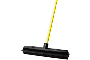 FURemover Sweep Pet Hair Rubber Broom with Carpet Rake and Squeegee, Ideal for Tile, Carpet and Hardwood, Disassembles for Easy Storage