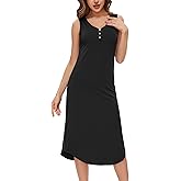 LazyCozy Bamboo-Derived Viscose Nightgowns for Women Sleeveless Night Shirt V-Neck Sleepwear Soft Night Dress