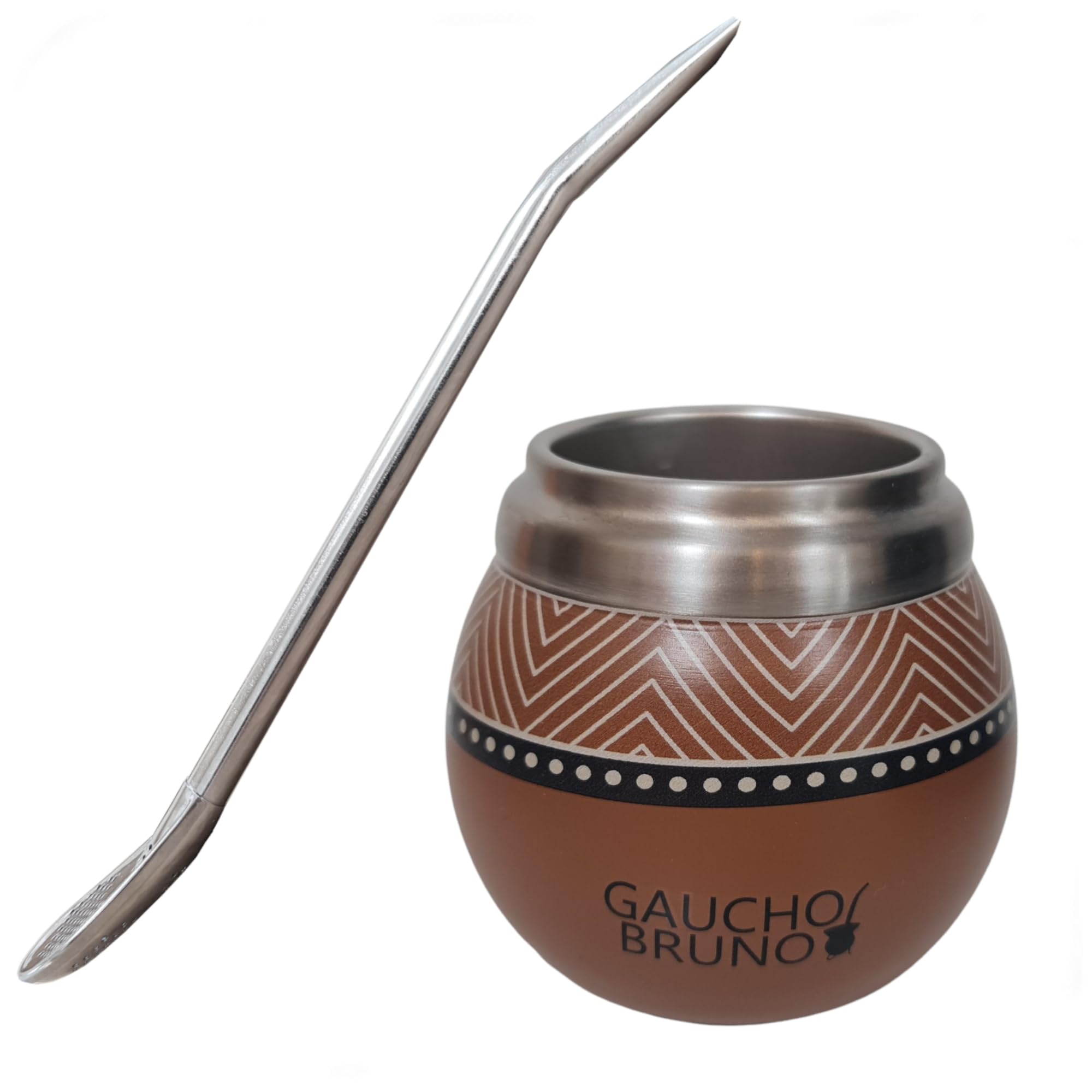 Gaucho Bruno - Stainless Steel Thermal Mate for Drinking Yerba Mate | Easy to Clean | Comfortable to Hold | Maintains Drink Temperature | Designe to Look Like a Natural Gourd | with Bombilla
