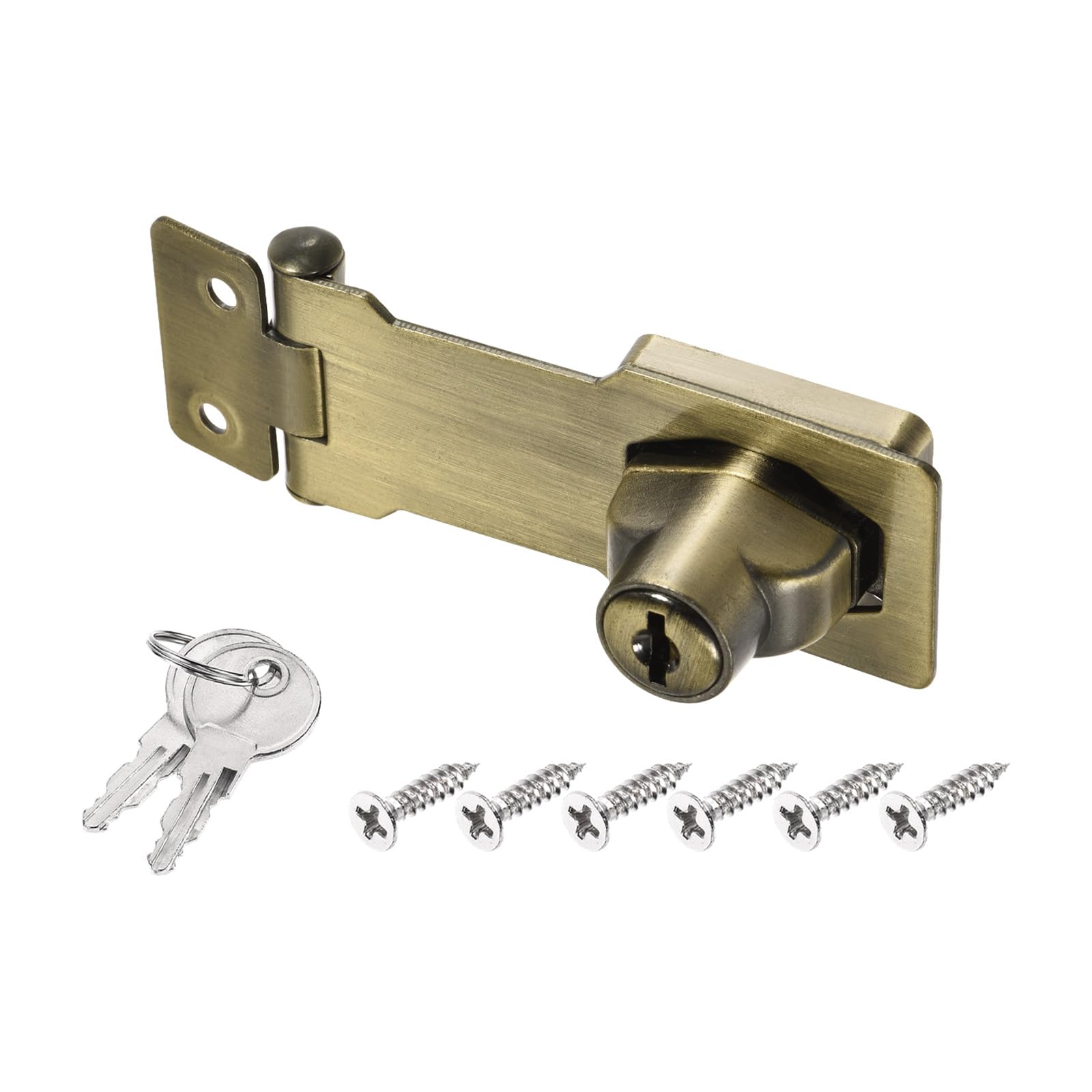 PATIKIL Keyed Hasp Locks, 3 Inch Twist Knob Locking Hasp Lock Metal Safety Hasp Latches for Cabinet Small Door, Keyed Different, Bronze