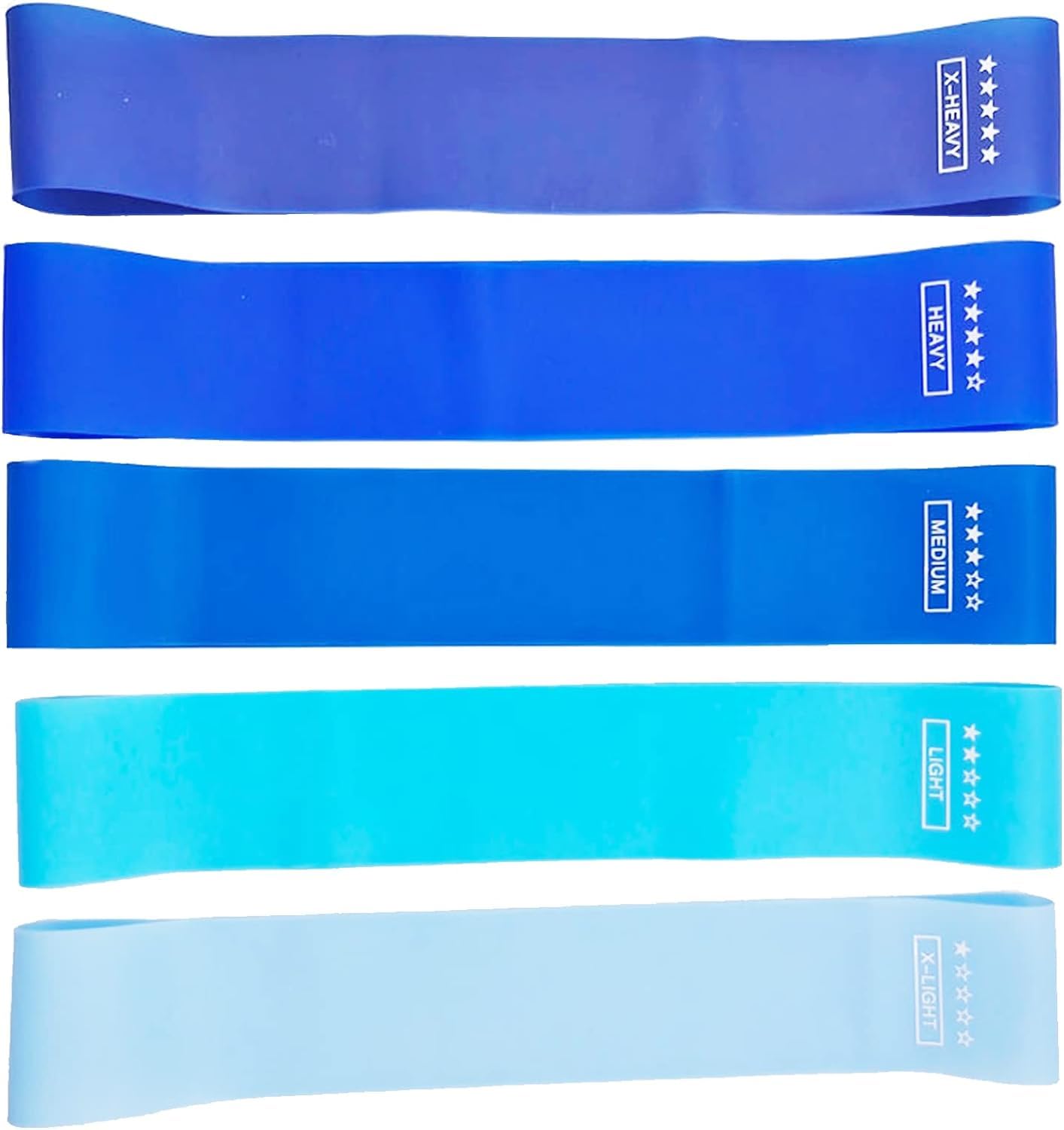 KKTECH Resistance Bands, Set of 5 Skin-Safe Fitness Exercise Loop Bands with 5 Varying Resistance Levels, Carrying Case, Perfect for Home, Gym, Yoga, Training (DARK - LIGHT BLUE)