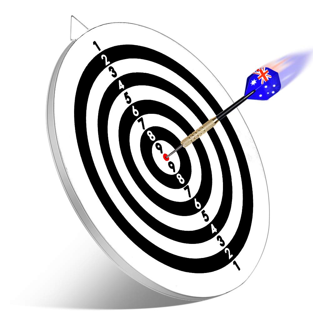 GYMAN 18 Inch Dartboard, Family Tournament Sized Dart Game Double Sided Dartboard Complete Set Official Size with 12 Steel Darts