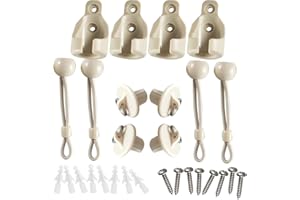 LIHOPEFE New Bungee kit + end caps Universal Replacement Mounting Brackets of Exterior Sun Shades Outdoor/Indoor Roller up Blinds (Beige, 2pack)