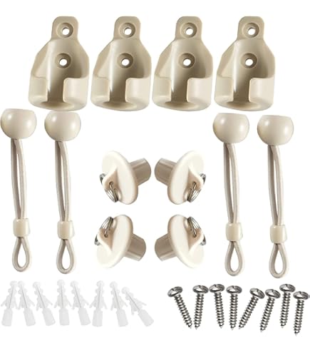 Bungee Kit For Roller Shade Parts Replacement Sun Shades Blackout Roller Up Blinds Tie Down (Beige, Cordless Bracket