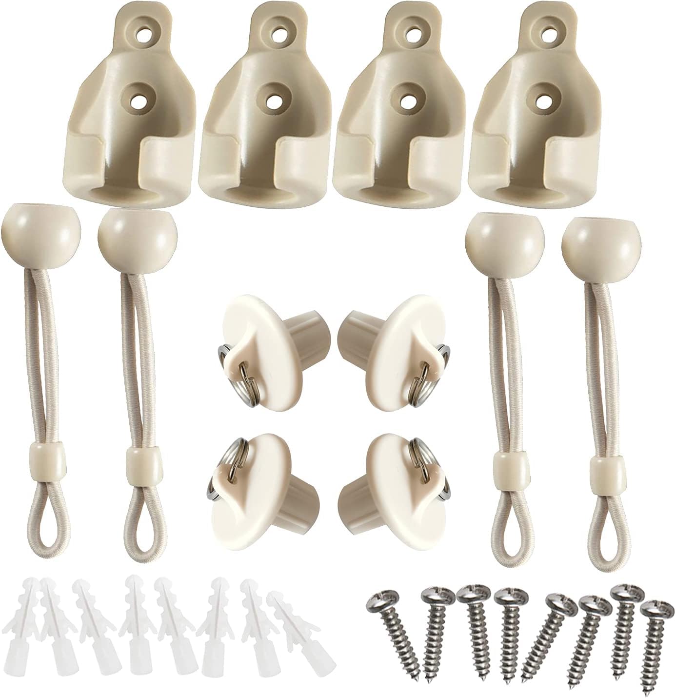 New Bungee kit + end caps Universal Replacement Mounting Brackets of Exterior Sun Shades Outdoor/Indoor Roller up Blinds (Beige, 2pack)