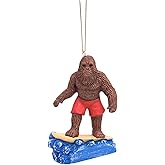 Surfing Sasquatch Christmas Ornament, Nautical Holiday Decor, 4.25 inches