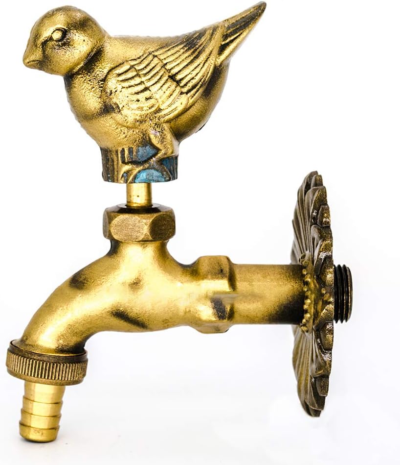 Greenspring Bird Decorative Solid Brass Garden Outdoor Faucet with A Set of Brass Quick Connector for 1/2" Inches Hose : Garden & Outdoor