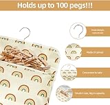 Vicloon Peg Bag Rainbow Clothespin Bag with Hook 30x26cm Capacity 100 Pins view 4