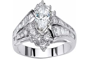 Bokeley Valentine's Day Rings Gift, 2-in-1 Womens Vintage White Diamond Silver Engagement Wedding Band Ring Set (Silver #1, 9)