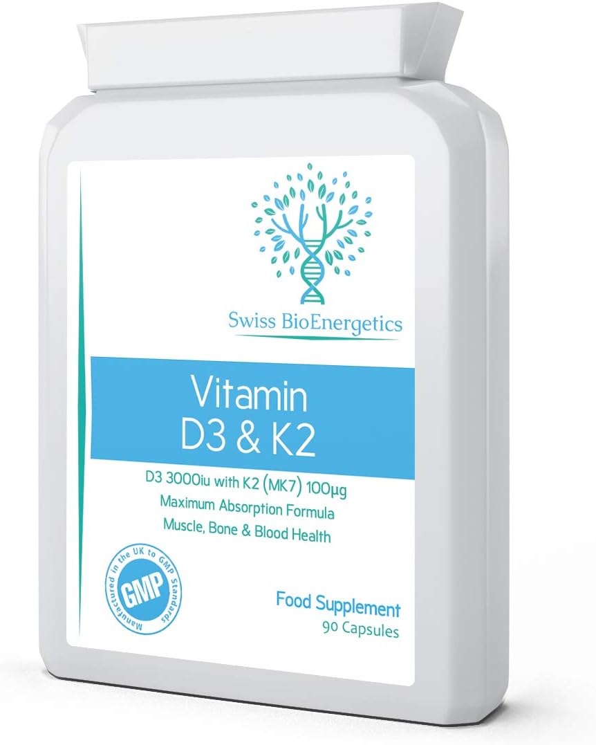 Vitamin D 3,000 IU & Vitamin K2 100ug MK7 Vegetarian Capsules