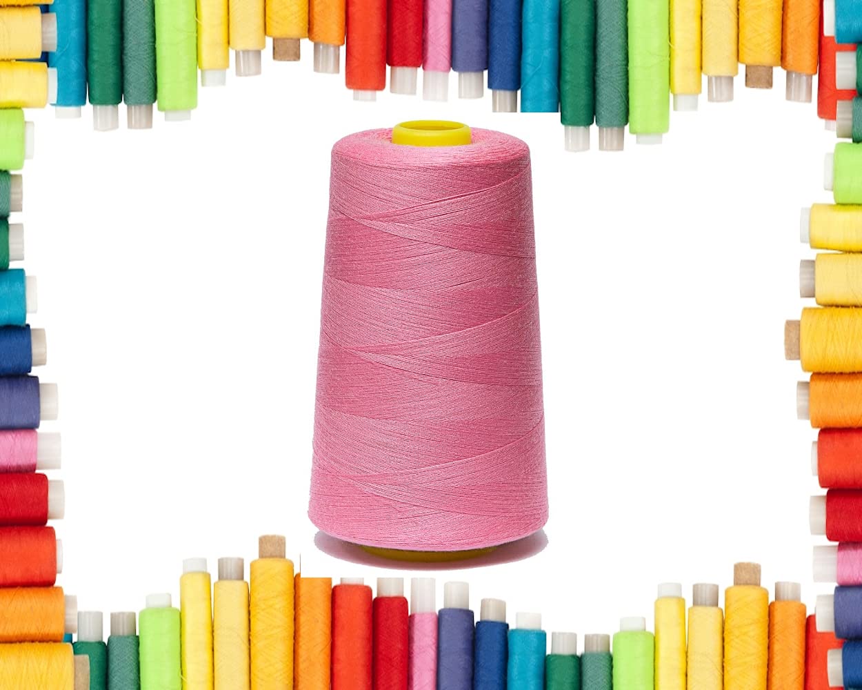 Rohans Overlock Yarn 40/2 (120), 5000 Yards (4570 Meters) Sewing Thread Cones, Sewing Machine Multi Colour Yarn Cones, 100% Polyester Material (Candy, 1)