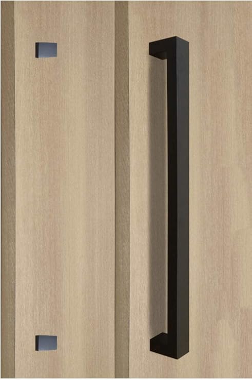 Amazon Strongar モダン 四角形 片側 ステンレススチール ドアハンドル 木 ガラス 金属ドア用 1219mm 48インチ ブラックパウダー仕上げ ドア用金物