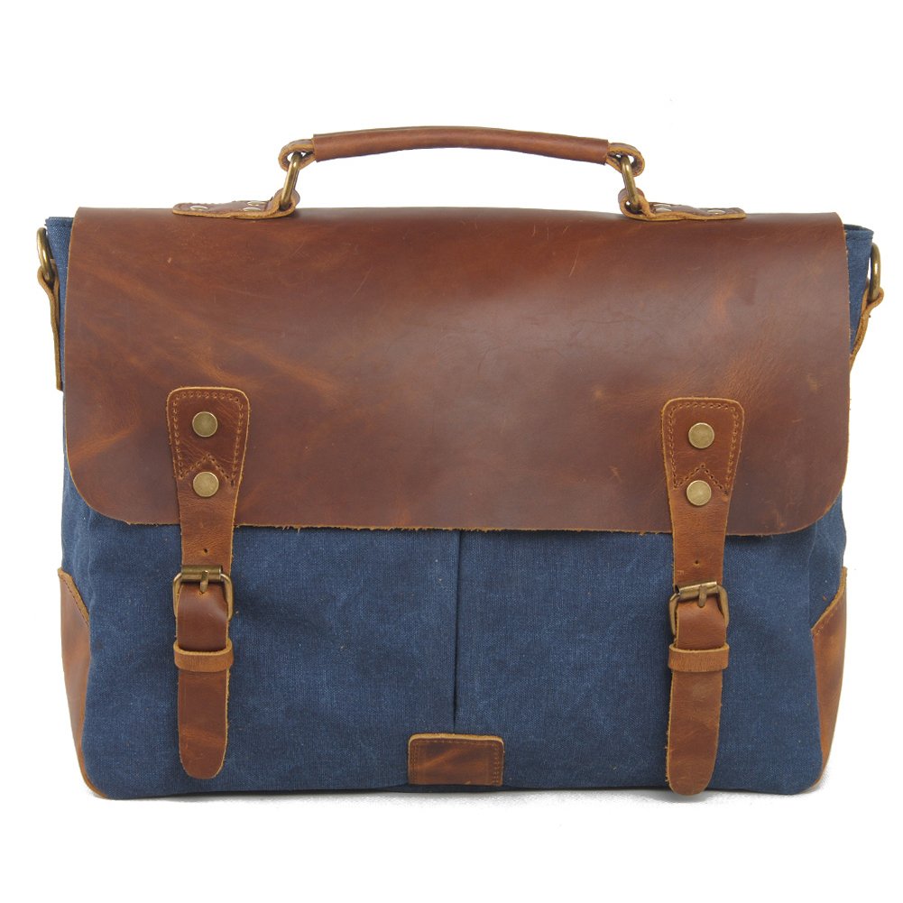 Fresion Multipurpose Vintage Canvas Leather Cross Body Handbag Sling Shoulder Backpack for Men and Women (Blue)