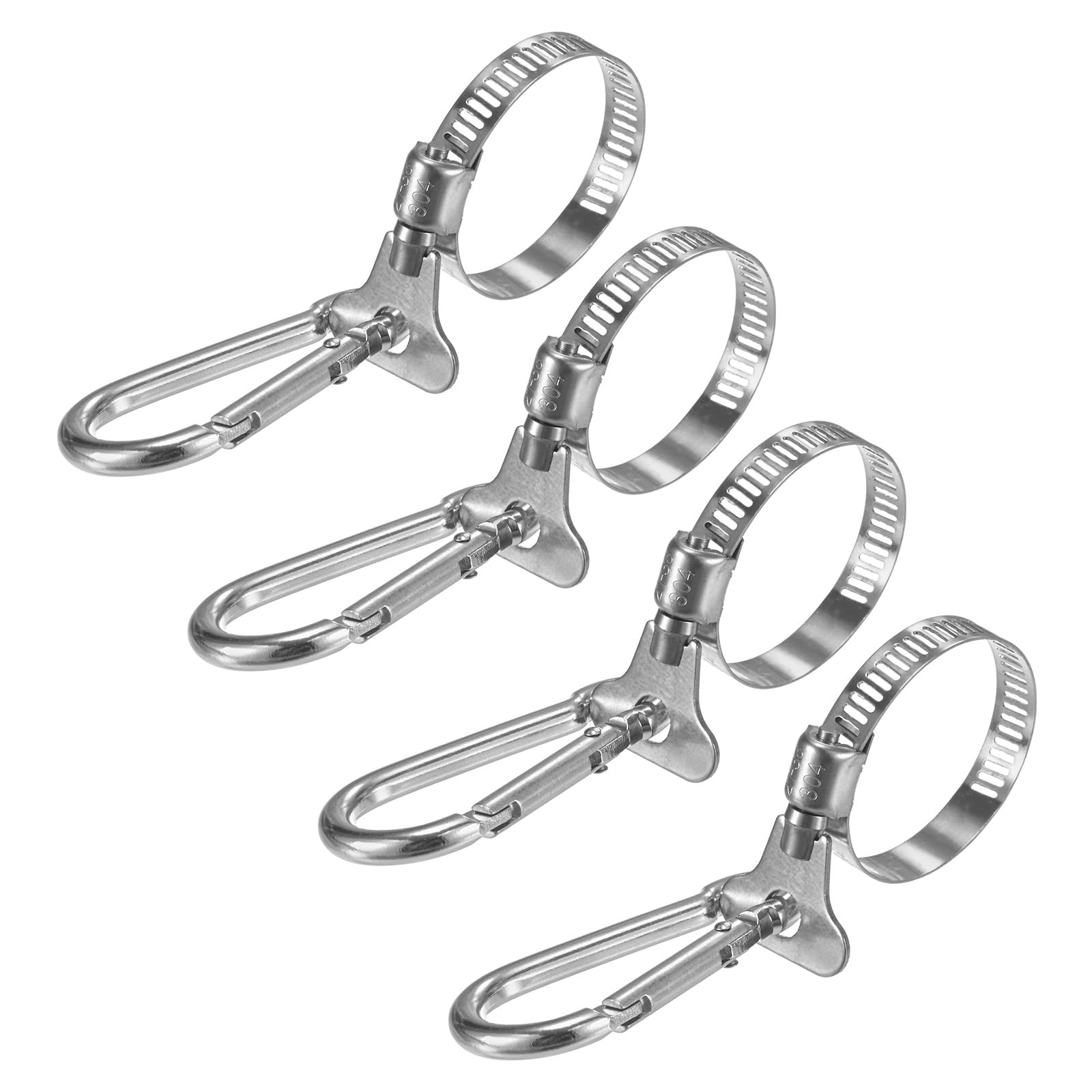 M METERXITY 4-Pack Flag Pole Rings 0.8-1.5 Inches, Adjustable Flag Pole Clips W Flagpole Clamp to Hold Flag, Stainless Steel Flagpole Clips Grommet Rings for Garden/Boat/Vehicle/Yacht