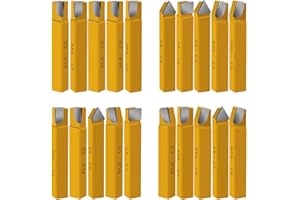 HAOWOSI 20 pc 3/8" Carbide Tip Tipped Cutter Tool,Metal Lathe Cutting Tools,Lathe Tools Metal Cutting for Metal Lathe Turning, Boring, and Chamfering