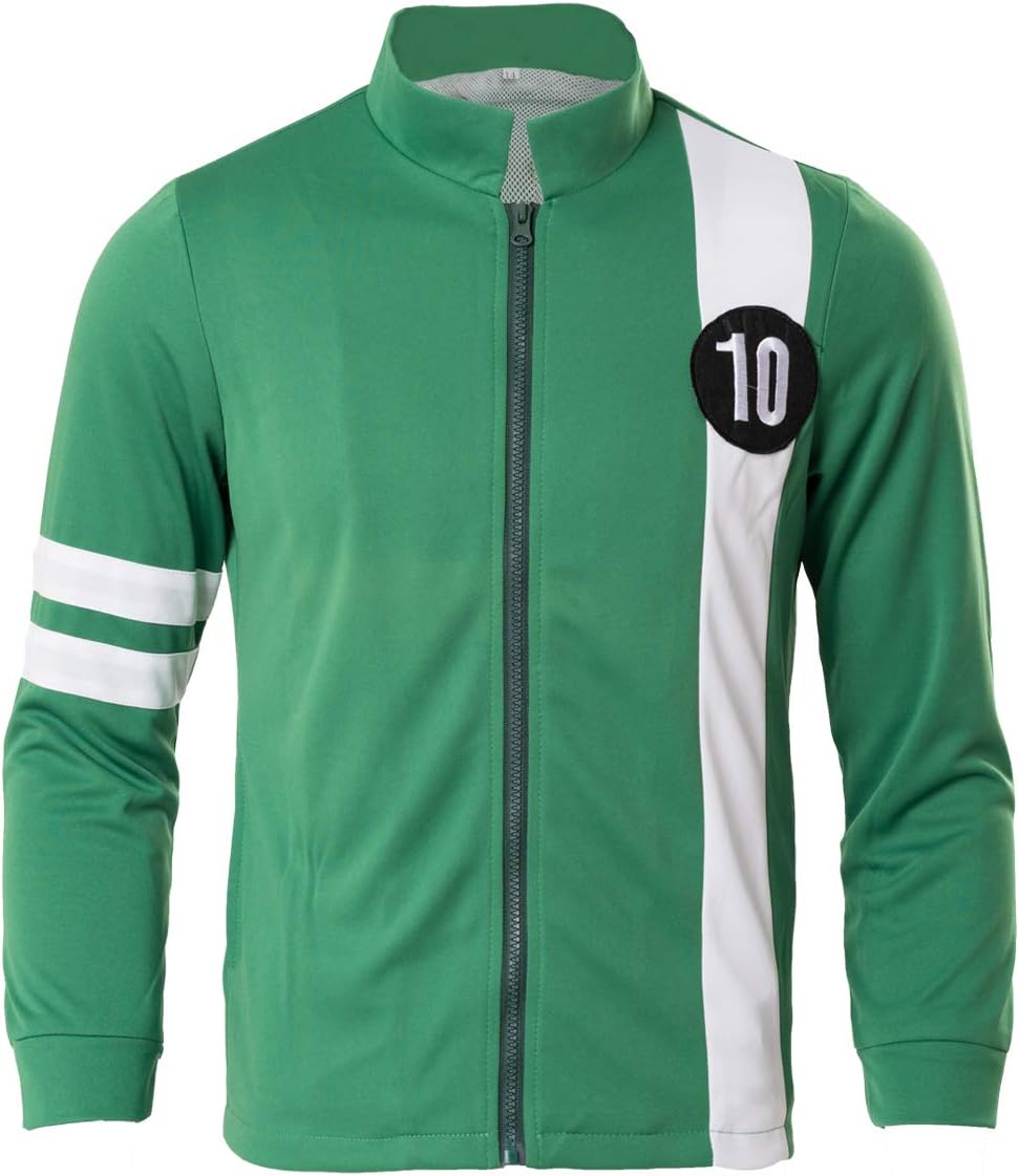 Hibuyer Cartoon Character Tennyson Inspired Kids Zipper Jackt Halloween Cosplay Costume Green Size 6T-14T