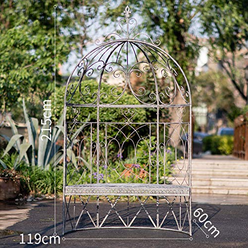 YICOL Rosenbogen Torbogen, Rose Arbours Torbogen für Kletterpflanzen, Pergola im Freien, Metall Gartenbögen, Antikweiß… – Bild 3