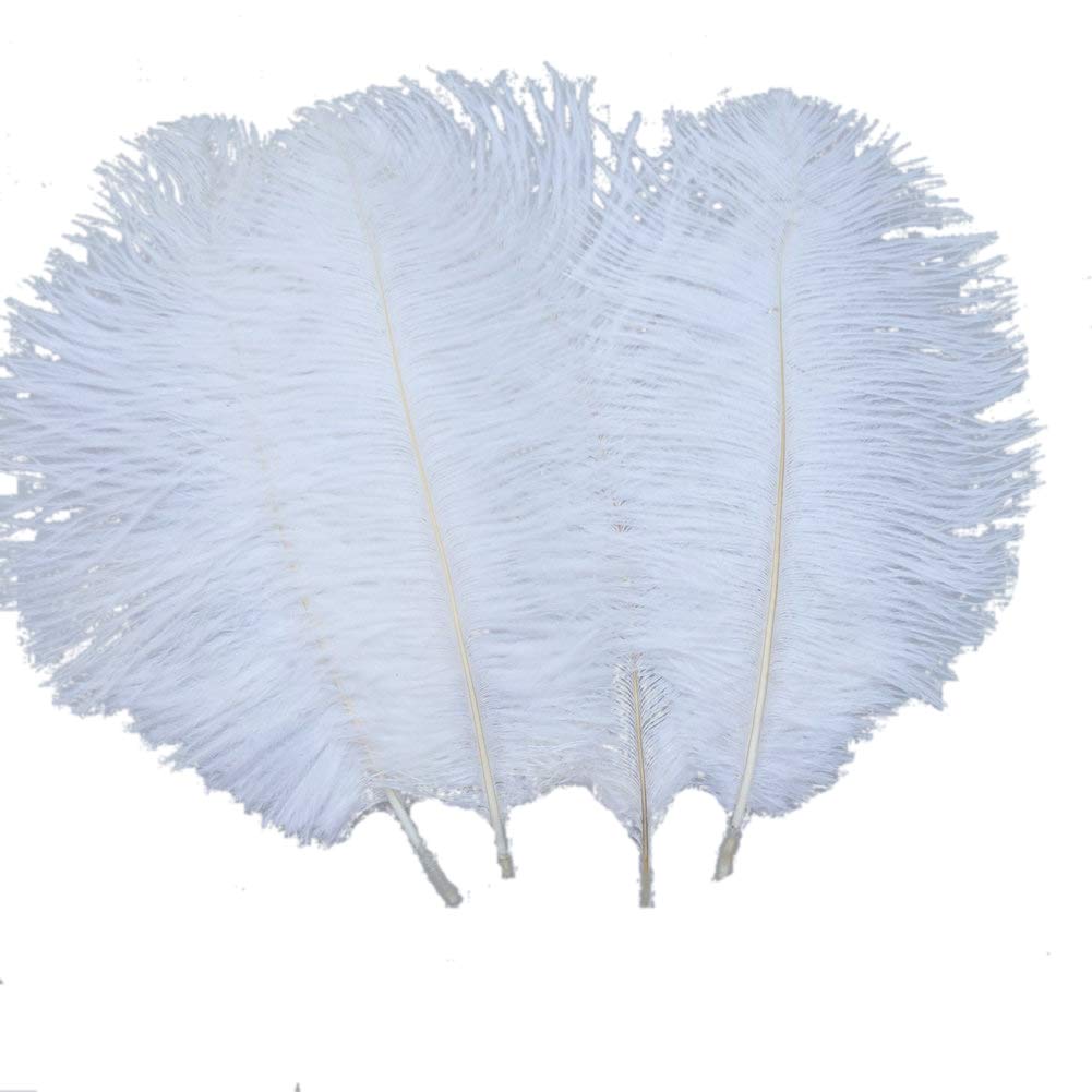 Sowder 20pcs Natural 10-12inch(25-30cm) Ostrich Feathers Plume for Wedding Centerpieces Home Decoration(White)