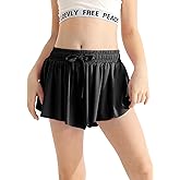 Alakuoti Girls Flowy Athletic Shorts with Pocket Drawstring 2 in 1 Quick Dry Butterfly Skirts for Running, Tennis, Dance