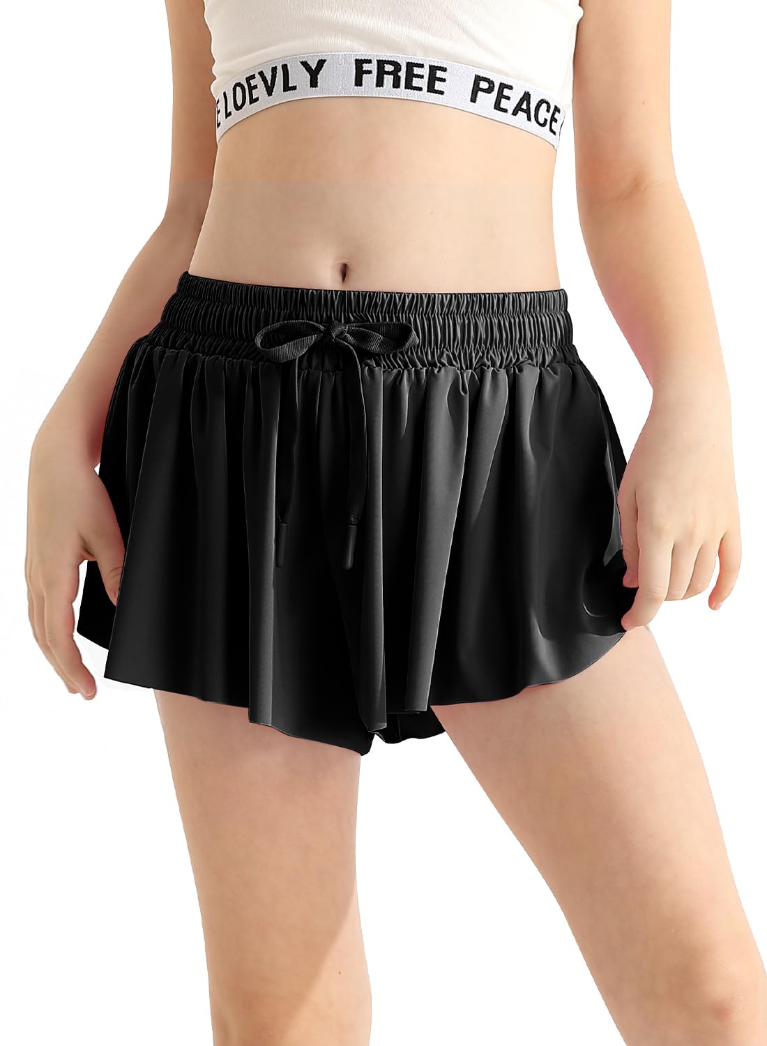Black Girls Flowy Shorts with Pocket 2 in 1 Kids