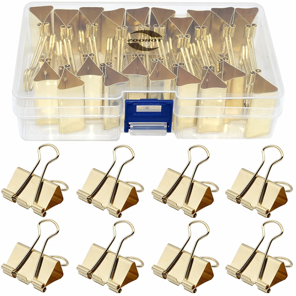 Pack of 20 32mm Gold Foldback Clips for Office School and Home Use — image 1