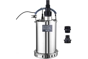 PANRANO 1.2 HP Sump Pump Submersible 4700 GPH Water Pump for Pool Draining, Full Stainless Steel, Clean Dirty Water Removal from Basement Garden Pond Sump Pit Hot Tub with Adapters