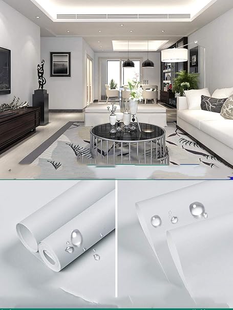 Amazon 壁紙ステッカー壁紙タイル壁紙 はがせる 激安 壁紙 シール 防水 シール非粘着性不織布壁紙無地シンプルなファッション無地壁紙 オフホワイト 53cm 9 5m 壁紙