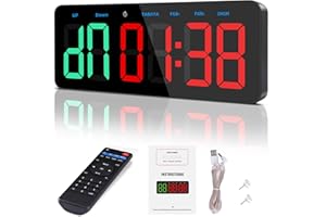 PELLOR Gym Timer Clock, Interval Timer with Function Mode Display, Countdown/UP Stopwatch Adjustable Brightness with Remote C