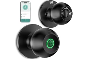 MOKEBUY Smart Door Knob, keyless Entry Door Handle Smart Lock, Fingerprint Door Handle with app Control, Internal Mechanical Lock, Suitable for Bedroom, Cloakroom, Garage, Office, Apartment（Black）